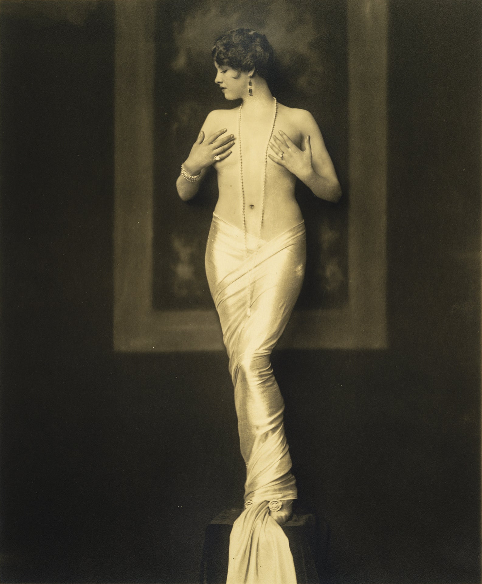 Alfred Cheney Johnston - Jean Ackerman Semi Nude in Pearls (1928) - 17" x 22" Print