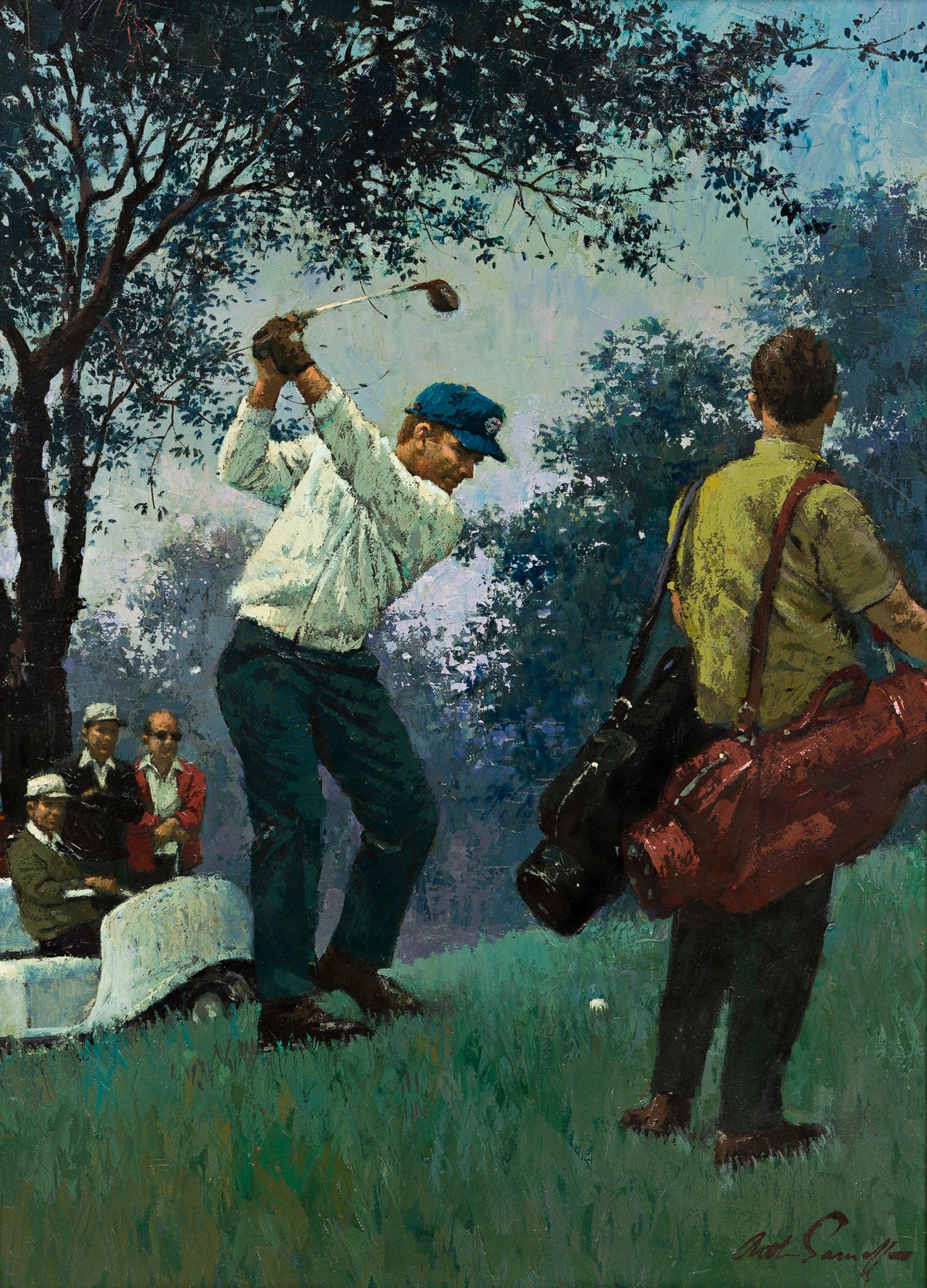 Arthur Sarnoff - Golf 18th Hole at Dusk (1960s) Signed - 17" x 22" Fine Art Print