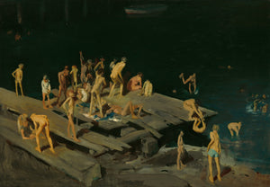 George Bellows - Forty-Two Kids, Nude Swimming (1907) Signed - 17" x 22" Art Print