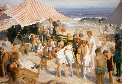 George Bellows - Beach at Coney Island (1908) Signed - 17" x 22" Fine Art Print