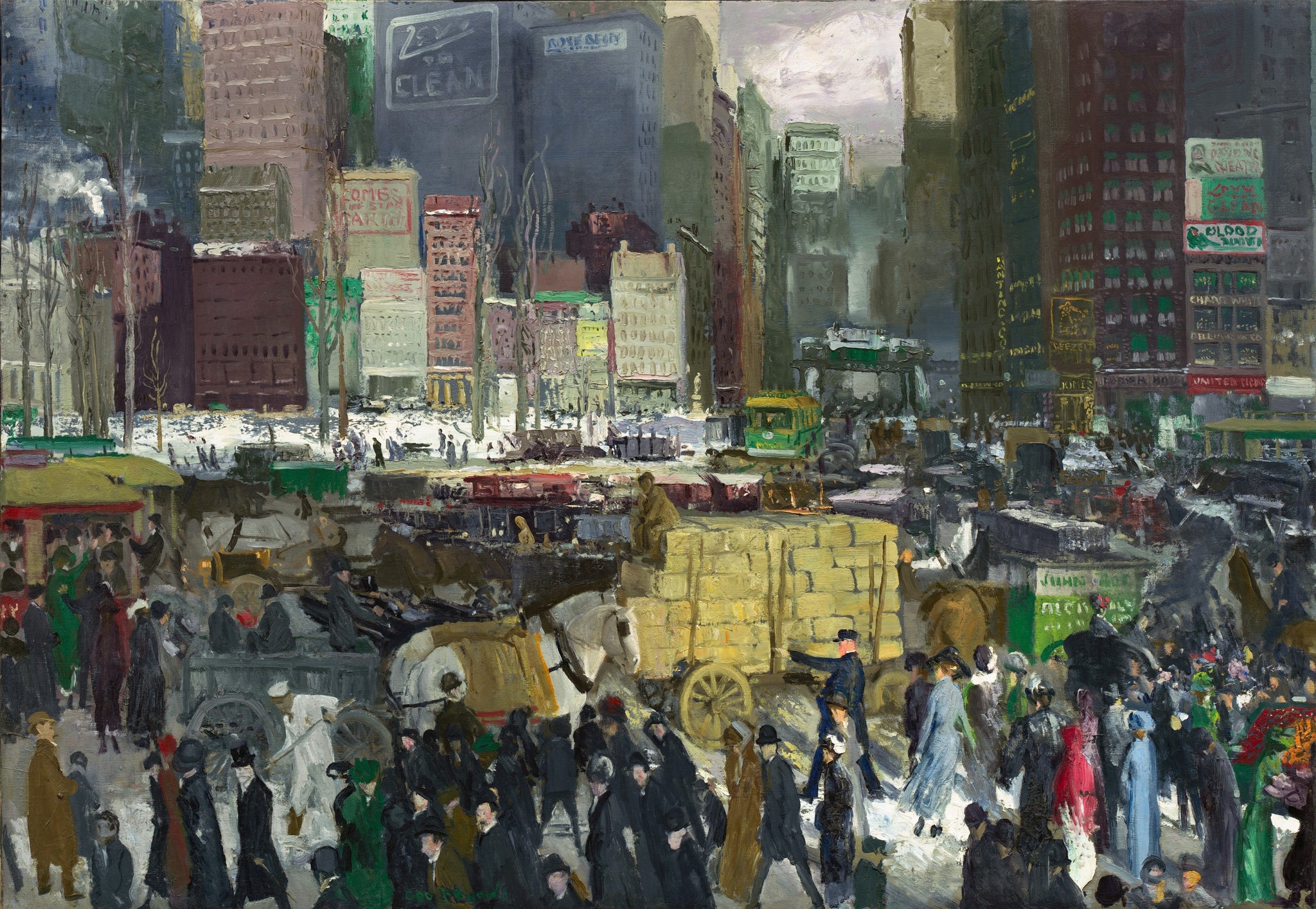 George Bellows - New York Cityscape (1911) Signed - 17" x 22" Fine Art Print
