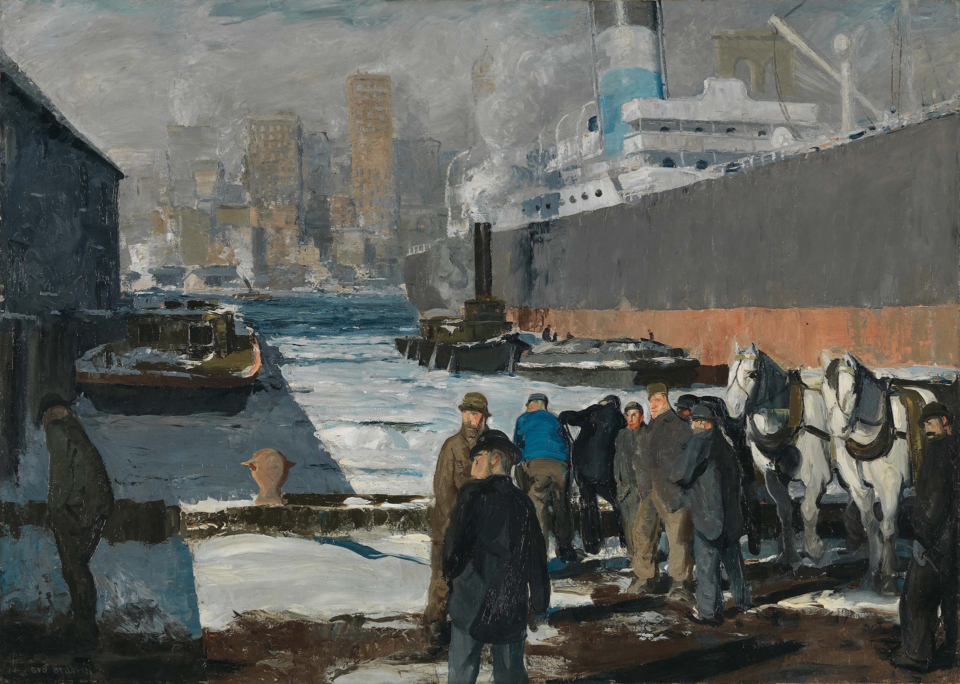 George Bellows - Men of the Docks (1912) Signed - 17" x 22" Fine Art Print