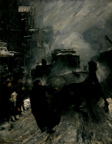 George Bellows - Steaming Streets (1908) Signed - 17" x 22" Fine Art Print