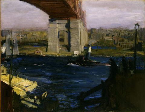 George Bellows - The Bridge, Blackwell's Island (1909) Signed - 17" x 22" Art Print