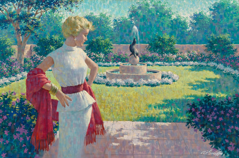 Arthur Sarnoff - The Azalea Garden Elegant Lady 1950s Signed - 17" x 22" Print