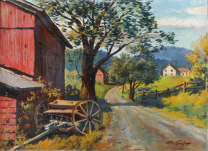 Arthur Sarnoff - Old Country Road Farmhouse 1940s Signed - 17" x 22" Art Print