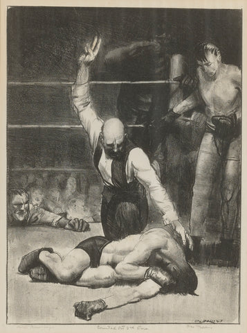 George Bellows - Counted Out No. 2 Boxing Match (1921) Signed  - 17" x 22" Print