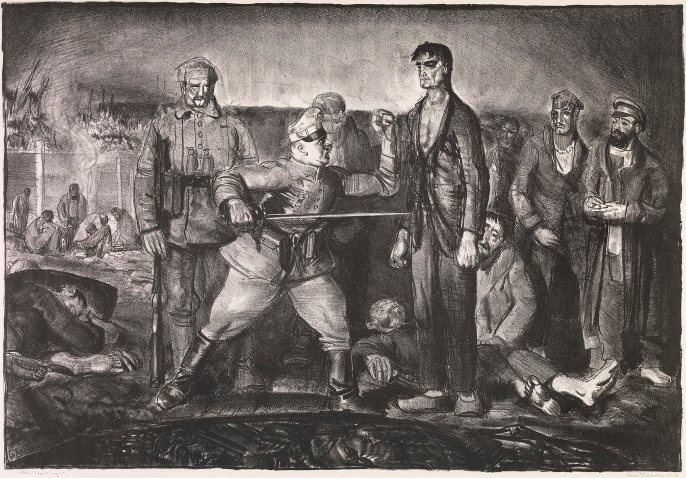 George Bellows - The Case of Sergeant Delaney (1918) - 17" x 22" Fine Art Print