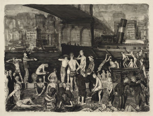 George Bellows - Splinter Beach Under Bridge River Steamboat (1912) - 17" x 22" Fine Art Print