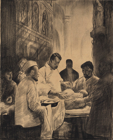 George Bellows - Base Hospital Medical Procedure (1918) Signed - 17" x 22" Print