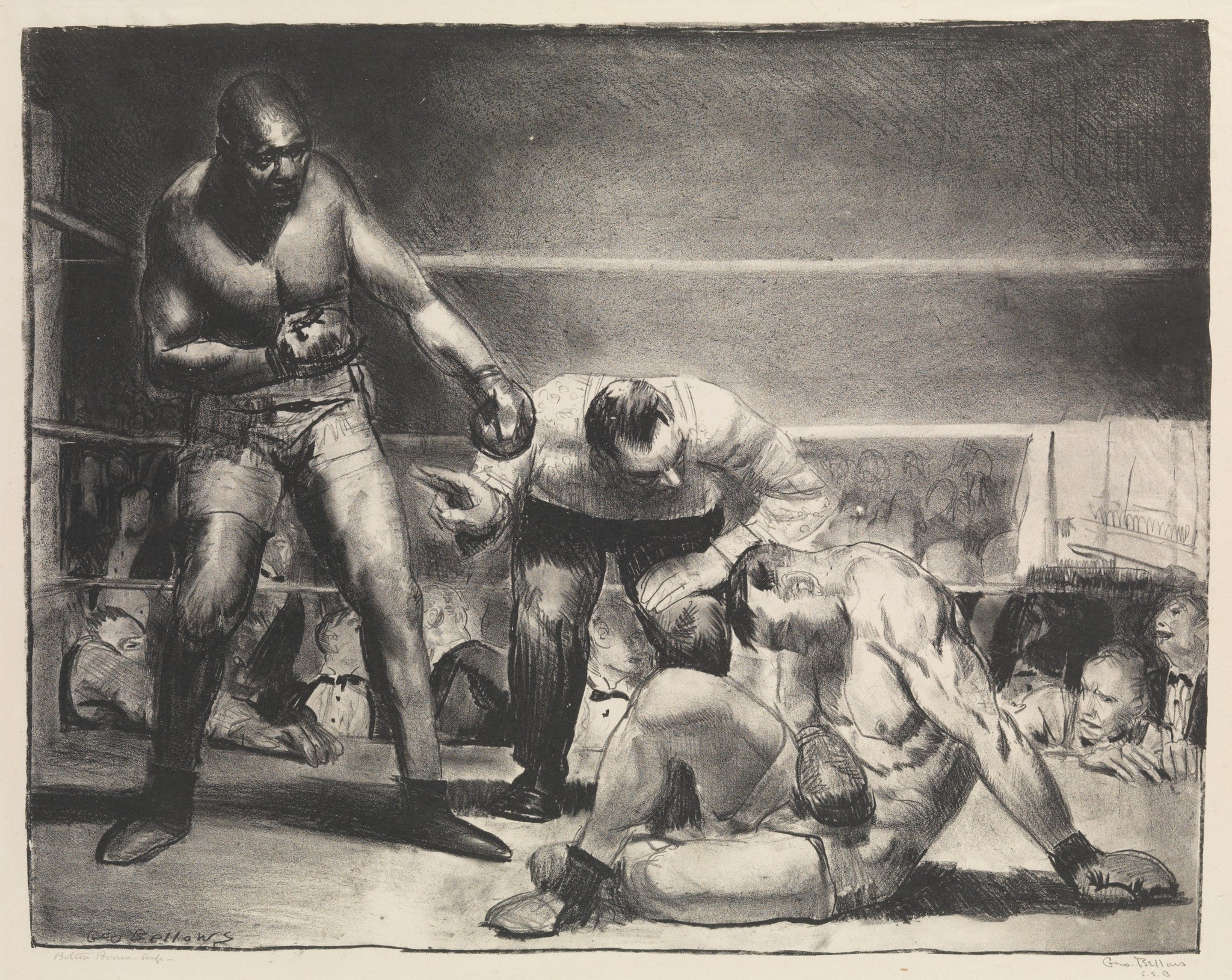 George Bellows - The White Hope (1921) Boxing Match Signed - 17" x 22" Art Print