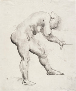 George Bellows - Standing Nude Bending Forward (1916) Signed - 17" x 22" Art Print