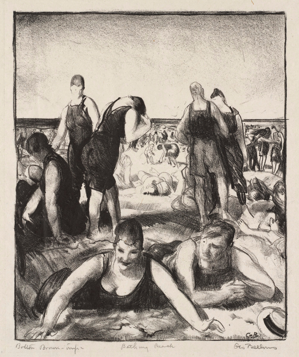 George Bellows - Bathing Beach (1921) Signed - 17" x 22" Fine Art Print