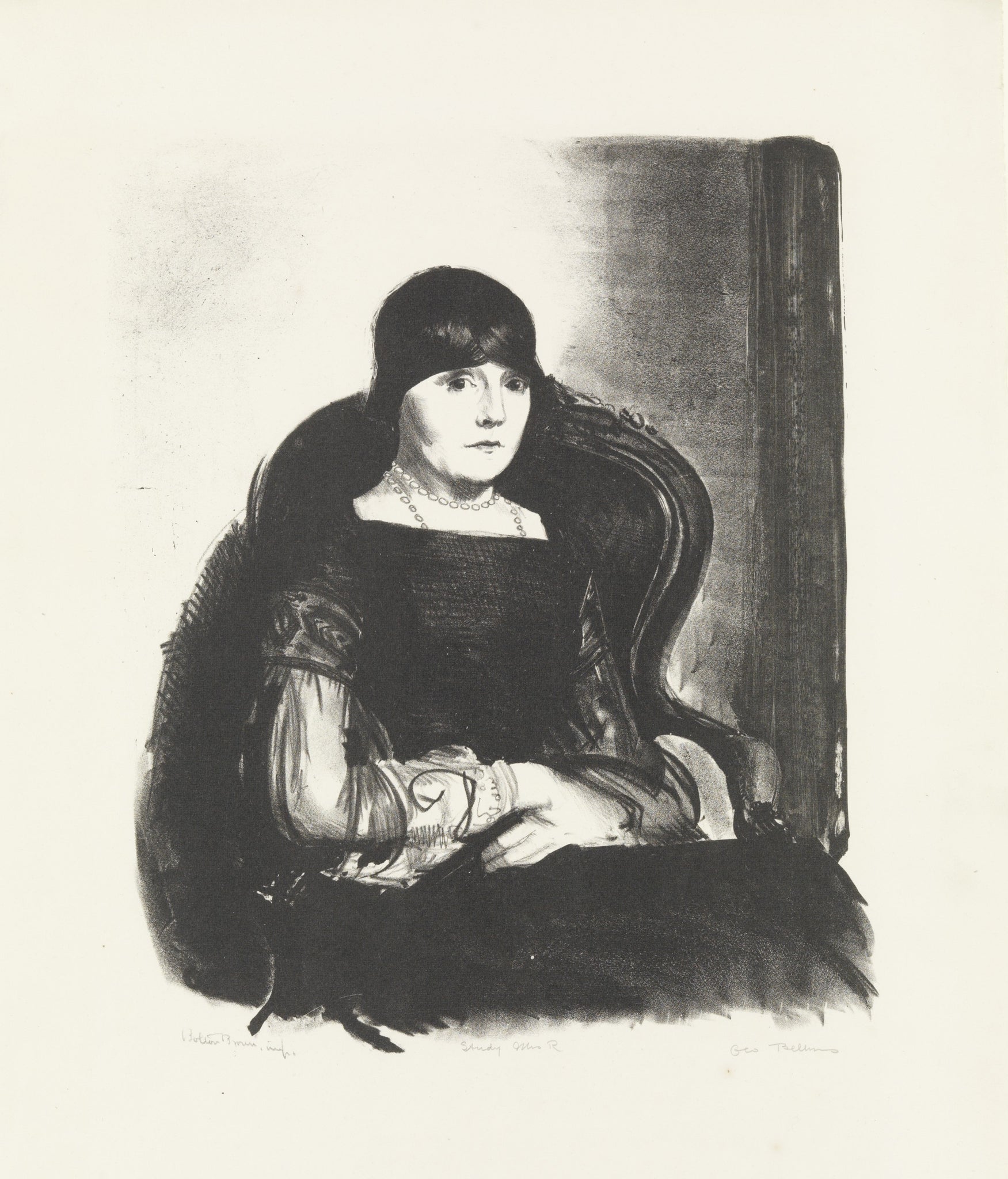 George Bellows - Study Portrait Mrs. R (1923) Signed - 17" x 22" Fine Art Print