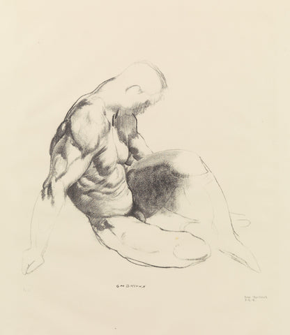 George Bellows - Nude Male Torso Sketch (1916) Signed - 17" x 22" Fine Art Print