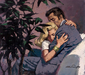 Arthur Sarnoff - I'm Home, Romantic Couple Hugs 1960s Signed - 17" x 22" Print