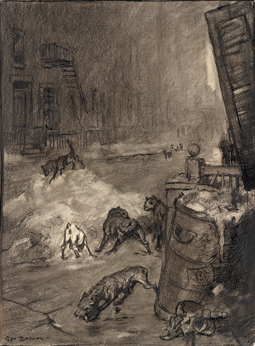 George Bellows - Dogs, Early Morning (1907) Signed - 17" x 22" Fine Art Print