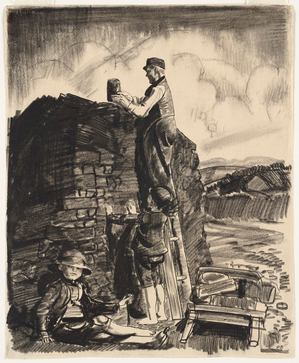 George Bellows - Builders Sketch (1922) Signed - 17" x 22" Fine Art Print