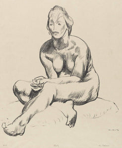 George Bellows - Female Nude with Folded Hands (1917) Signed - 17" x 22" Art Print