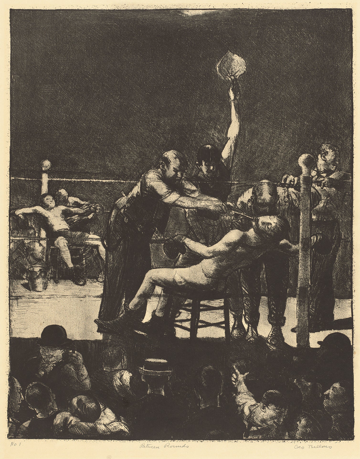 George Bellows - Between Rounds, Boxing Match (1916) Signed - 17" x 22" Art Print