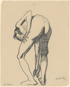 George Bellows - Study "Riverfront No. 1" Nude Male Bent Over (1922) Signed - 17"x22" Fine Art Print