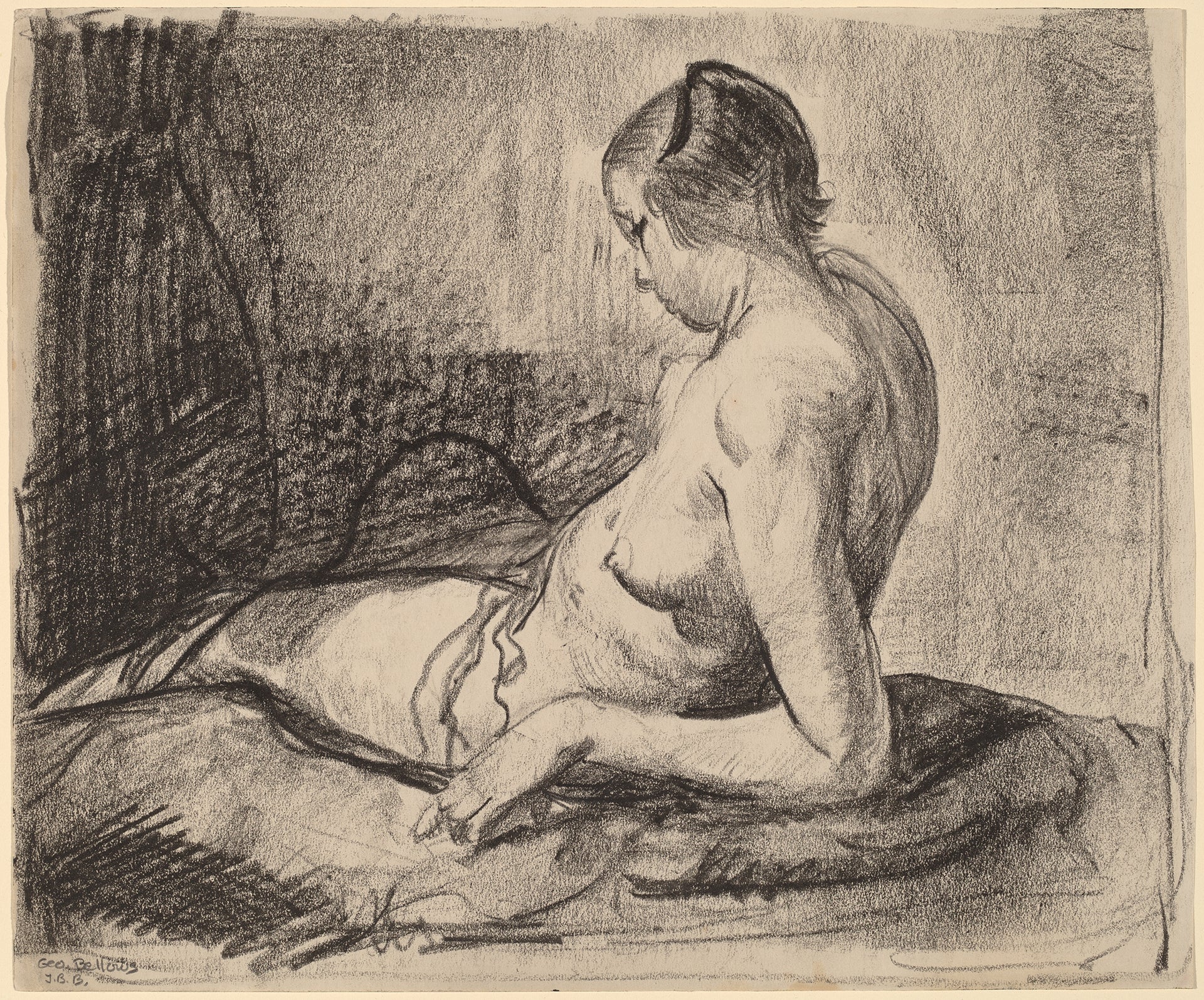 George Bellows - Nude Girl Reclining (1919) Signed - 17" x 22" Fine Art Print