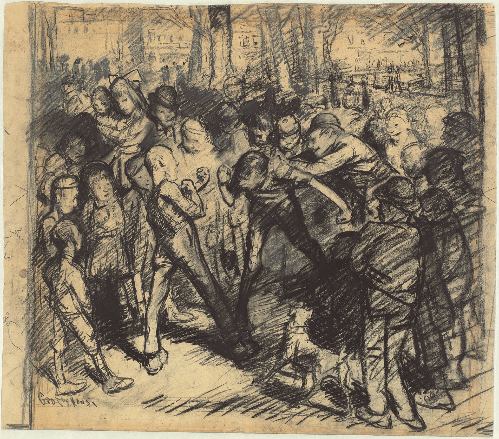 George Bellows - Street Fight (1907) Signed - 17" x 22" Fine Art Print