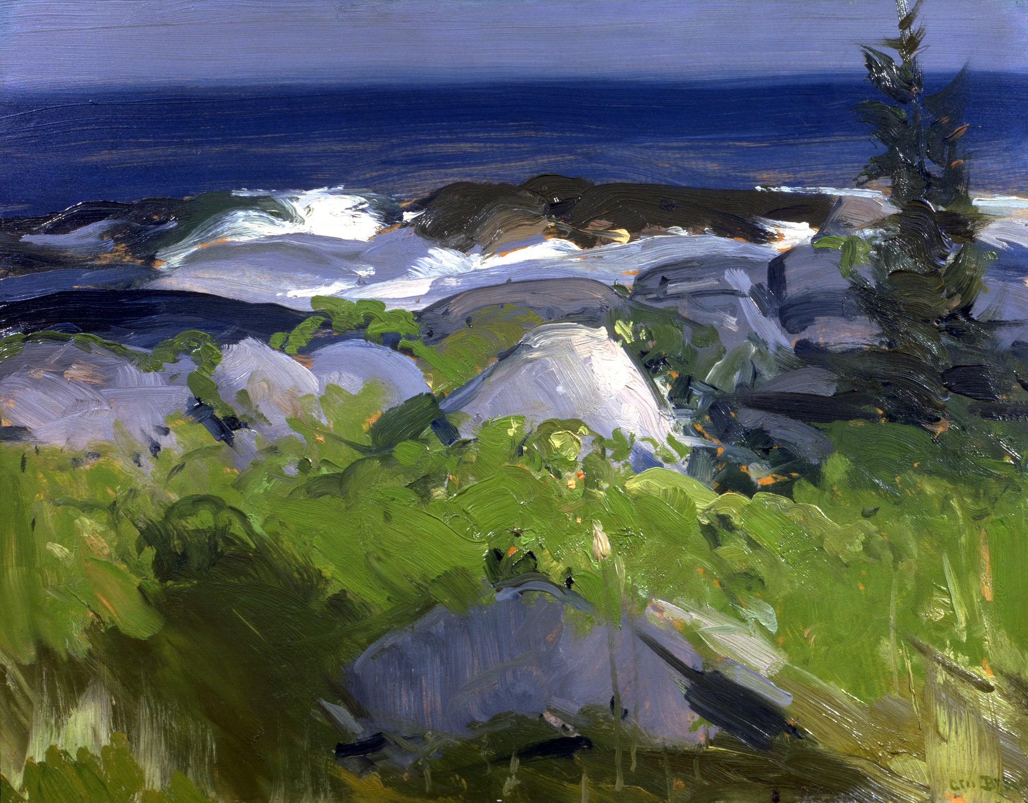 George Bellows - Vine Clad Shore Monhegan Island (1913) Signed - 17" x 22" Print