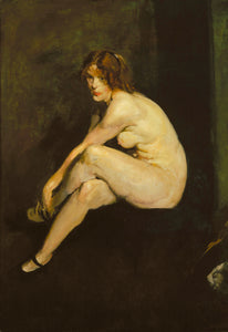 George Bellows - Nude Girl, Miss Leslie Hall (1909) Signed - 17" x 22" Art Print