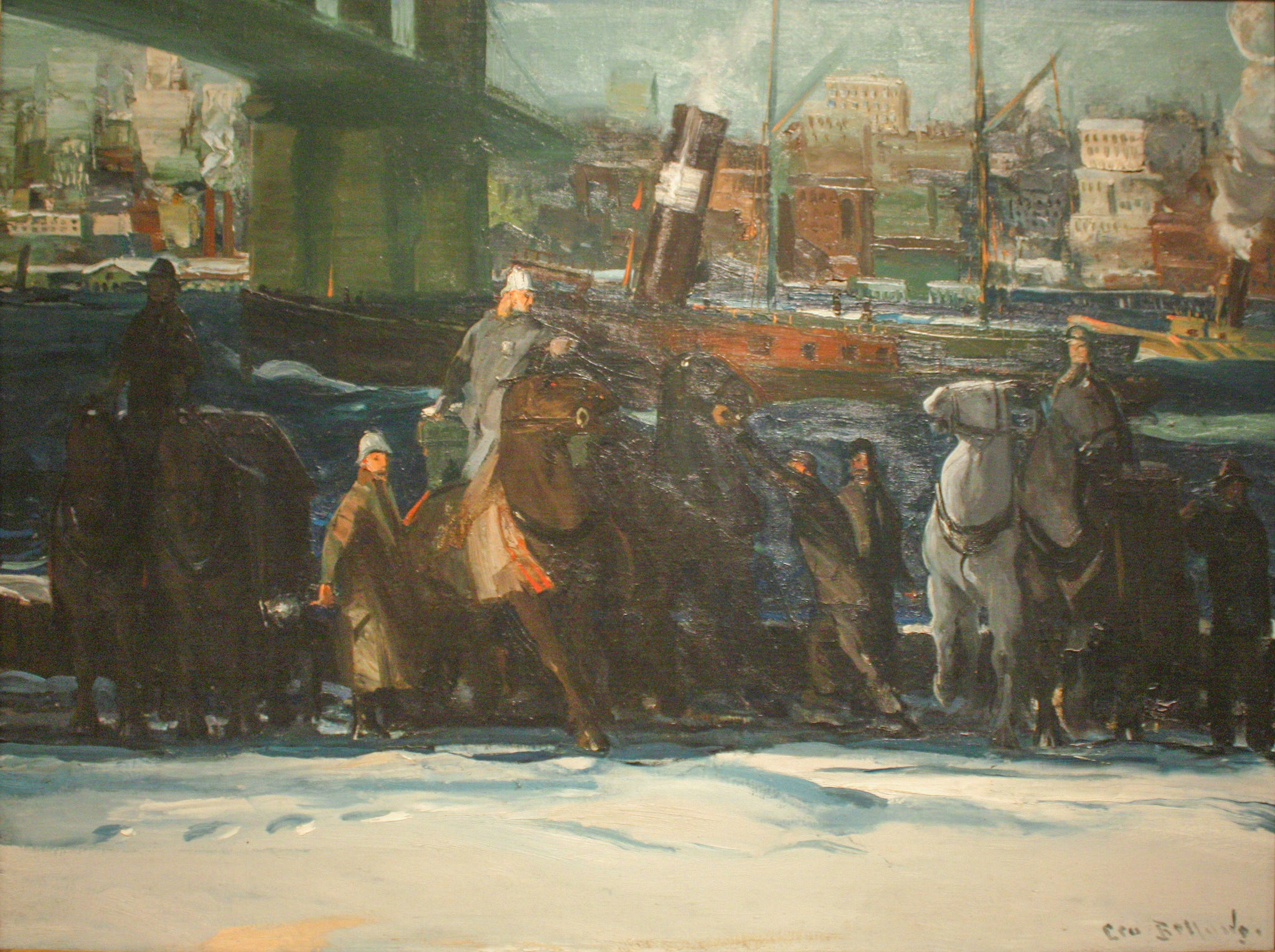 George Bellows - Snow Dumpers Near Brooklyn Bridge (1911) Signed - 17" x 22" Print