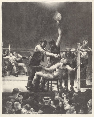 George Bellows - Between Rounds Boxing, 2nd Stone (1923) Signed - 17" x 22" Print