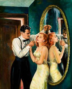 Arthur Sarnoff - 1950s Flirting Man Lighting Woman's Cigarette - 17" x 22" Print