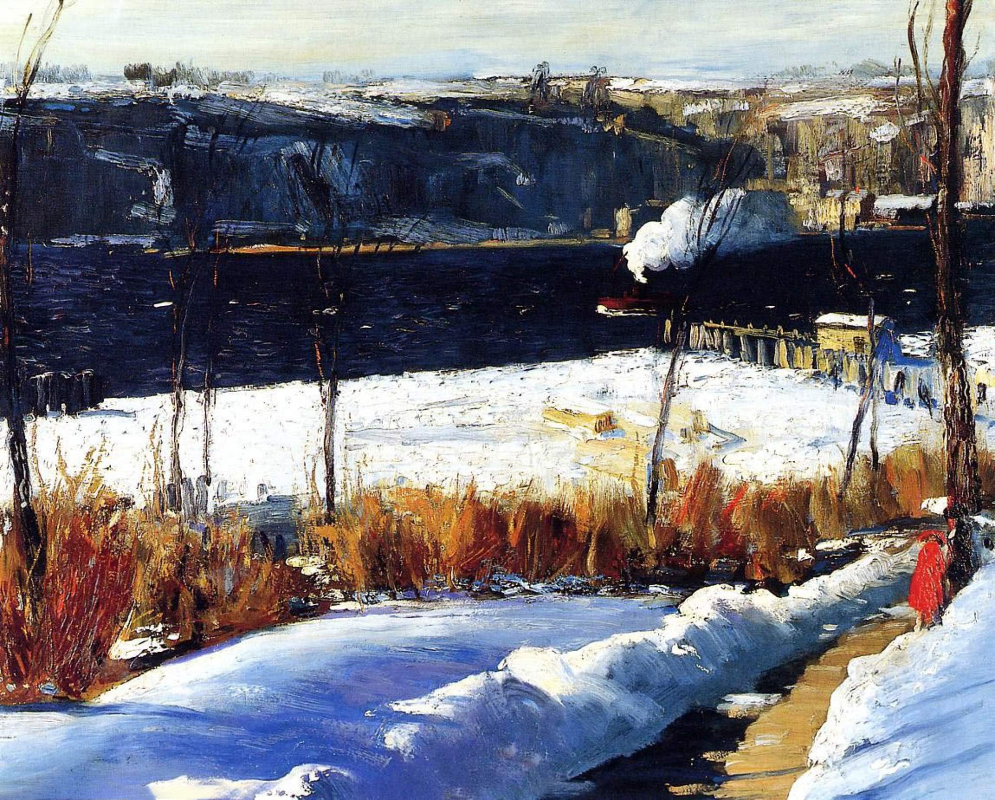 George Bellows - Winter Afternoon, Riverside Park (1909) - 17" x 22" Fine Art Print