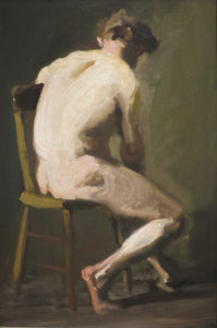 George Bellows - Seated Nude on Wooden Chair (1910-11) - 17"x22" Fine Art Print