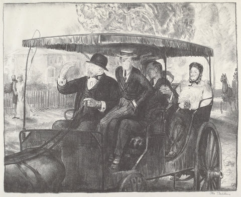 George Bellows - Sunday 1897 Horse Drawn Stagecoach (1921) Signed - 17" x 22" Print