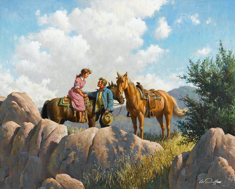 Arthur Sarnoff - Meeting on Horseback 1940s SIgned - 17" x 22" Fine Art Print