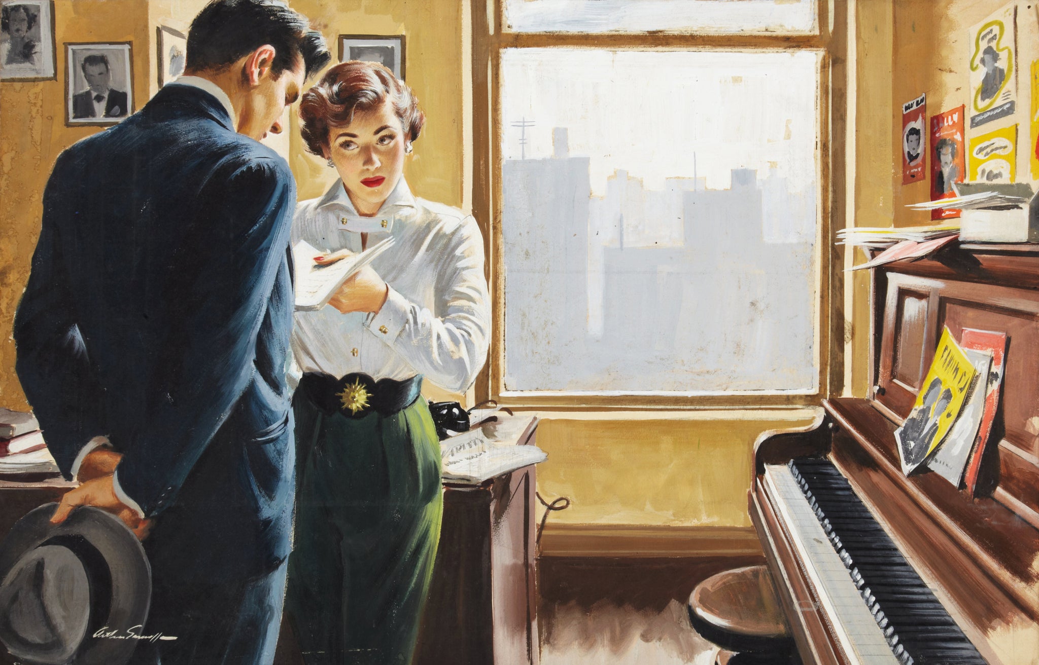 Arthur Sarnoff - Moment of Truth Piano 1950s Signed - 17" x 22" Fine Art Print