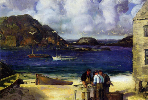 George Bellows - Harbor at Monhegan (1913) Signed - 17" x 22" Fine Art Print