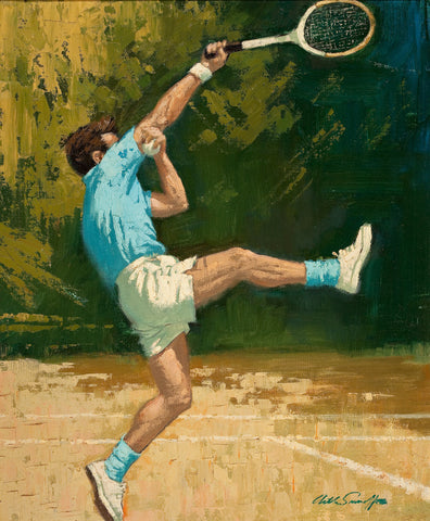 Arthur Sarnoff - Overhead Tennis Shot (1960s) Signed - 17" x 22" Fine Art Print