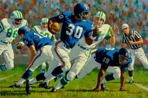 Arthur Sarnoff - Run...Run...Run 1960s Football Signed - 17" x 22" Fine Art Print