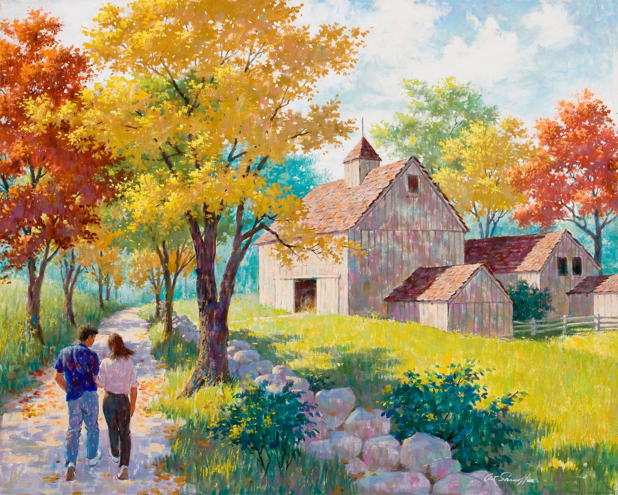 Arthur Sarnoff - Rustic Rhapsody Romance 1950s Signed - 17" x 22" Fine Art Print