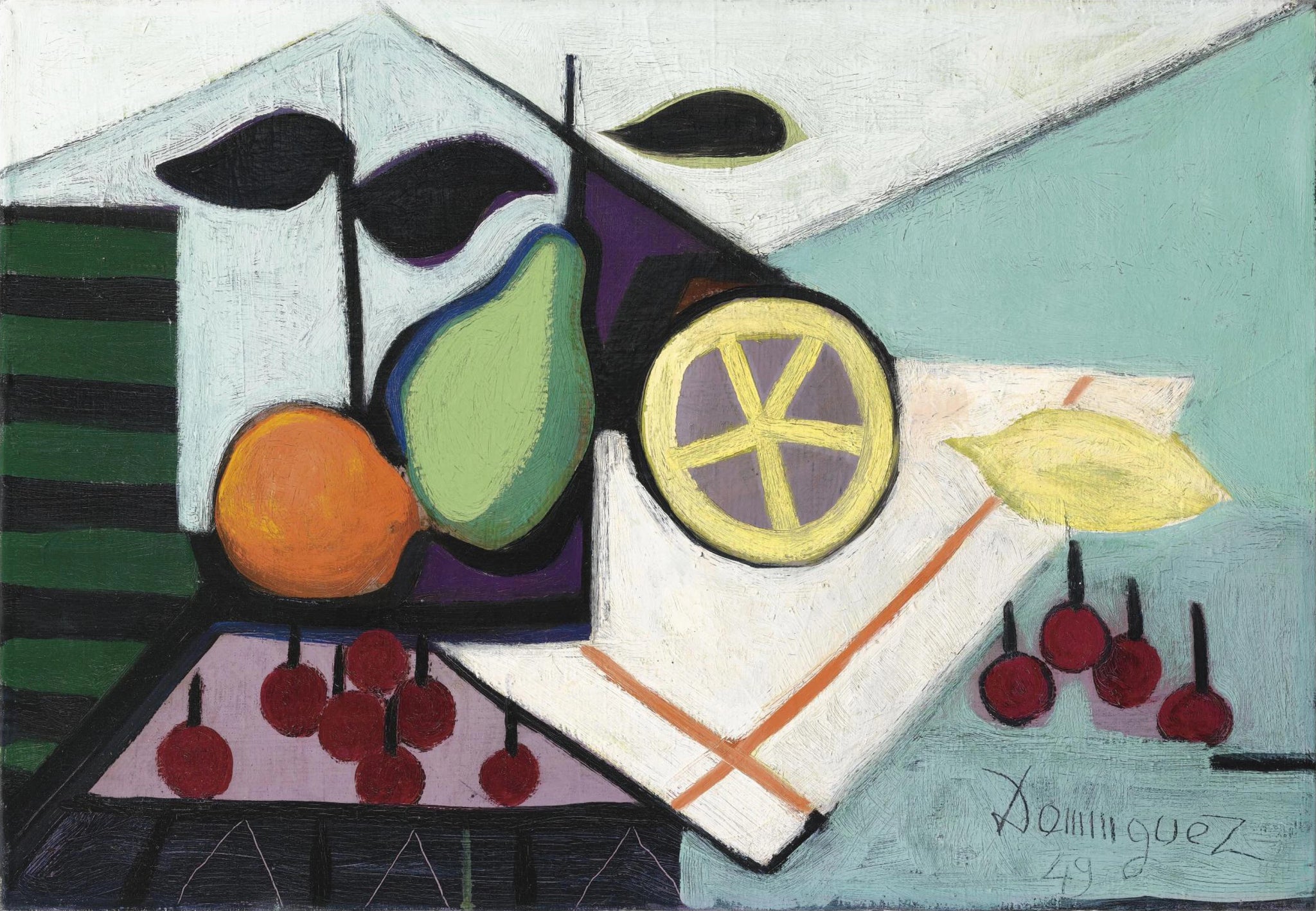 Oscar Dominguez - Composition with Lemons & Cherries 1949 Signed - 17"x22" Print