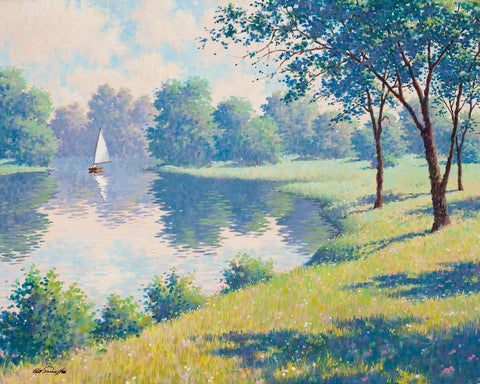 Arthur Sarnoff - Sailing on Calm Waters 1950s Signed - 17" x 22" Fine Art Print