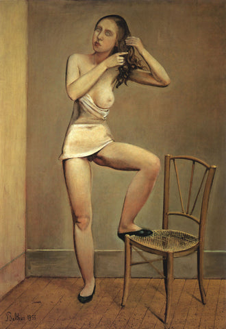 Balthus Klossovsky - Alice in the Mirror Nude (1933) Signed - 17" x 22" Art Print