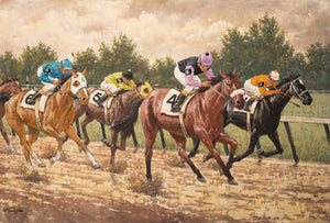 Arthur Sarnoff - Track Sloppy 1960s Horse Racing Signed - 17"x22" Fine Art Print