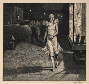 Martin Lewis - Night in New York (1926) Signed - 17" x 22" Fine Art Print