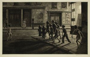 Martin Lewis - Bedford Street Gang, New York City 1930s Signed - 17" x 22" Print