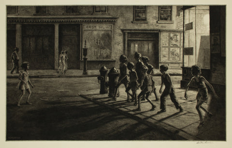 Martin Lewis - Bedford Street Gang, New York City 1930s Signed - 17" x 22" Print