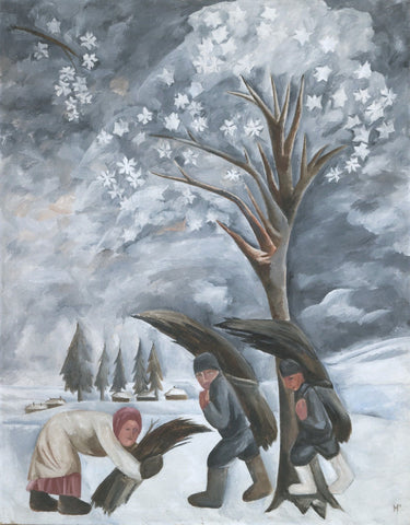 Natalia Goncharova - Winter Collecting Brushwood (1911) Signed - 17" x 22" Print