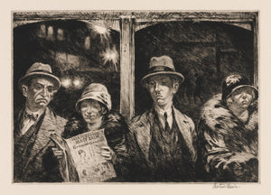 Martin Lewis - Tabloid Readers New York (1927) Signed - 17" x 22" Fine Art Print